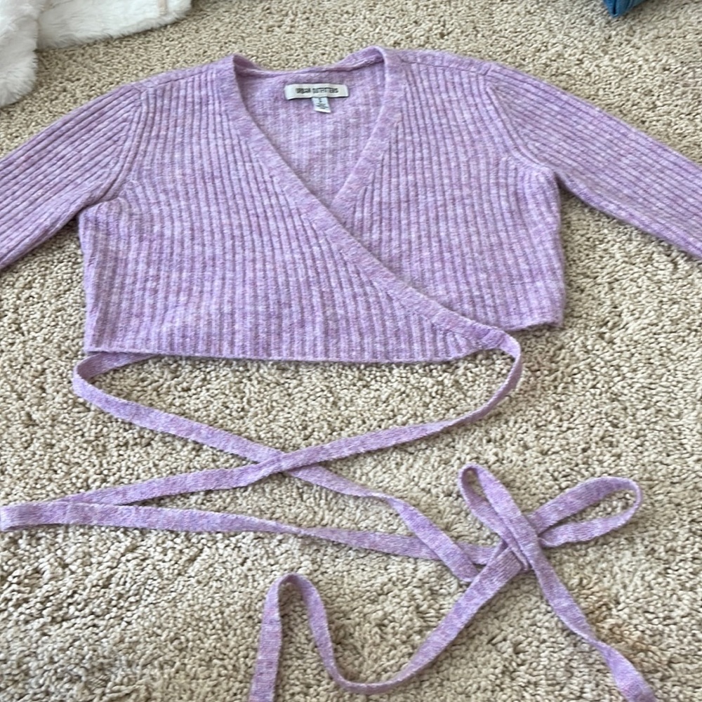 Purple urban outfitters crossover sweater with ties size small
